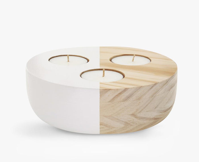 Large Wooden Bowl Maxi Tea Light Holder (Ivory)