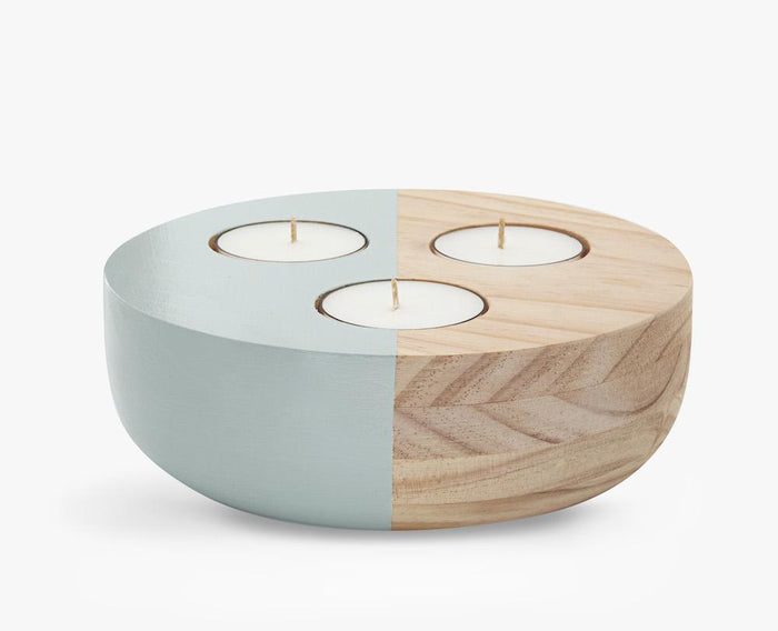 Large Wooden Bowl Maxi Tea Light Holder (Olive)