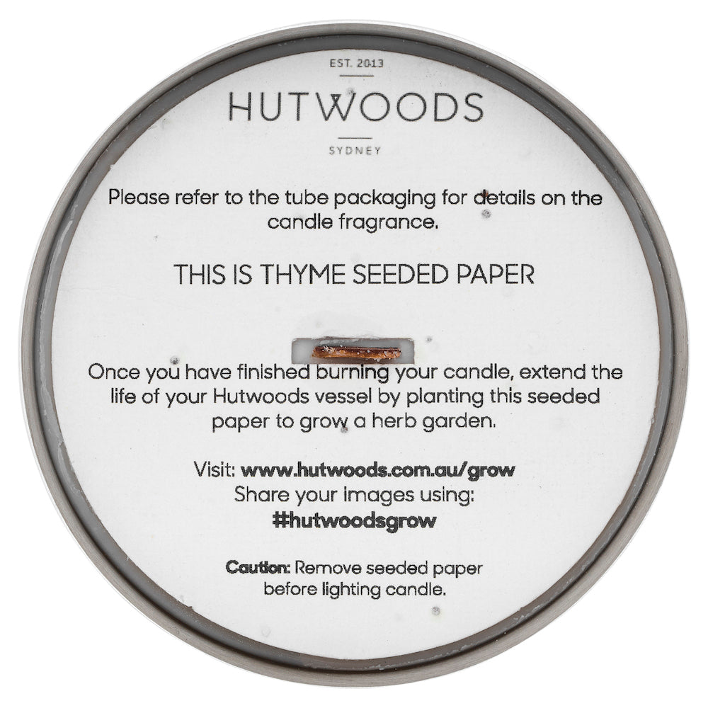 Thyme  herb seeded paper to plant so you can grow a herb garden after burning your candle 