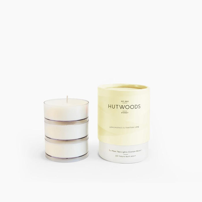 Hutwoods Lemongrass and Tahitian Lime Scented Tea Lights - 10 hour burning time