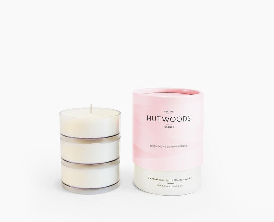 Hutwoods Champagne & Strawberries Scented Tea Lights - 10 hour burning time