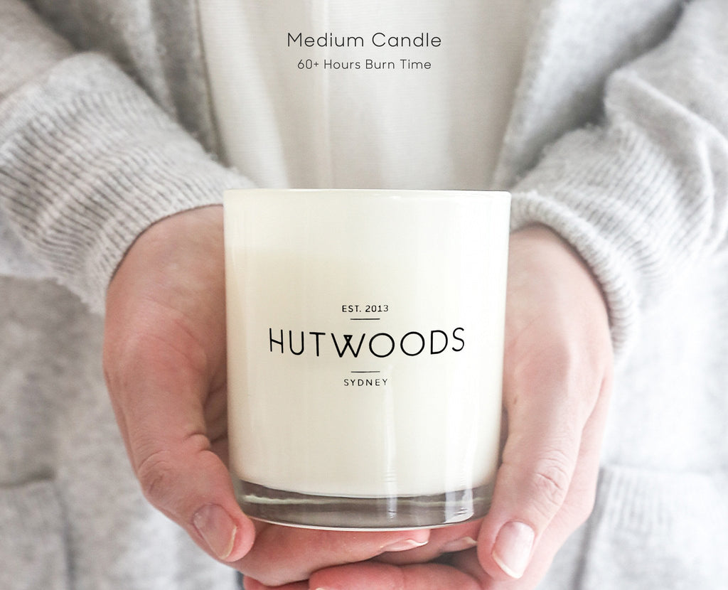 Hutwoods long lasting natural soy wax candle with wooden wick