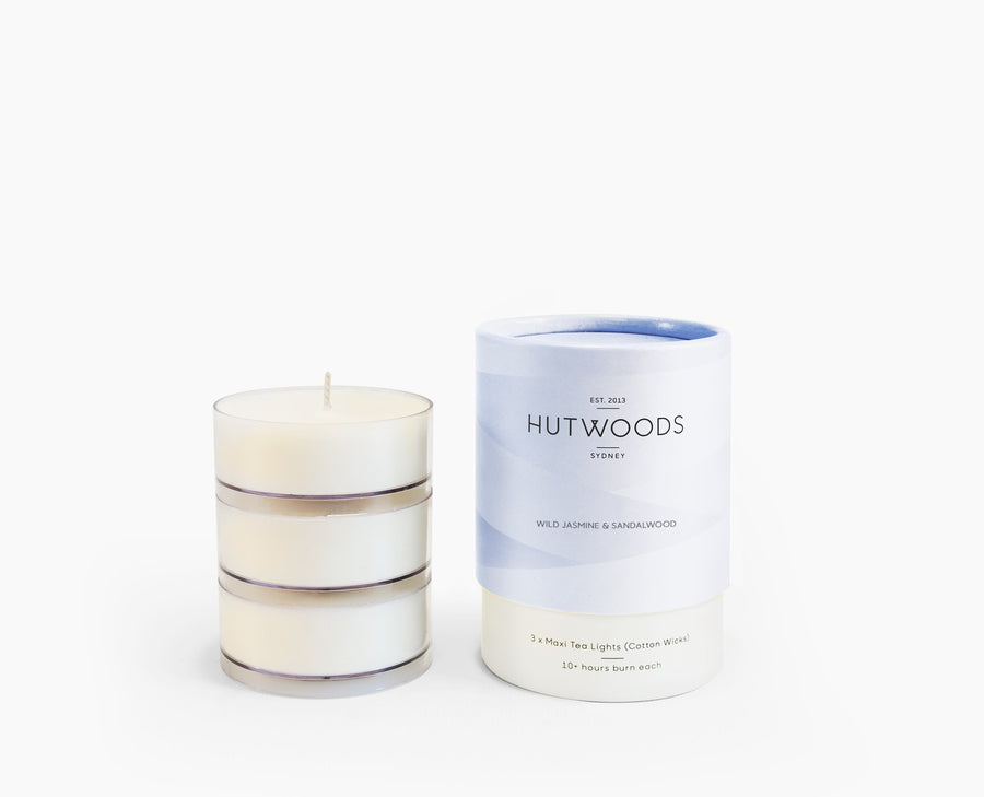 Hutwoods Wild Jasmine & Sandalwood Scented Tea Lights - 10 hour burning time